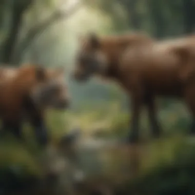 Interactions in a Diverse Ecosystem A diverse ecosystem showcasing the interaction between wildlife and domestic animals