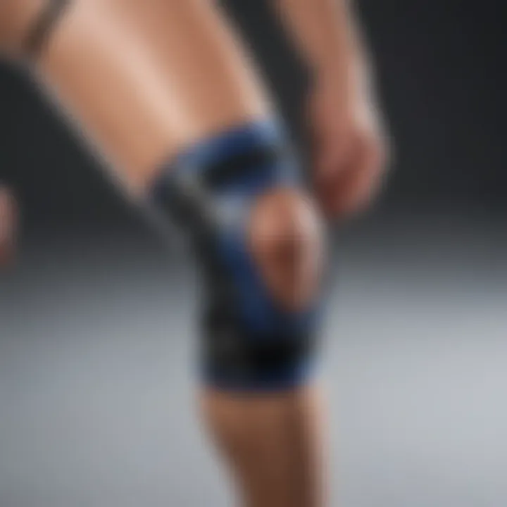 Illustration showing application of a knee brace