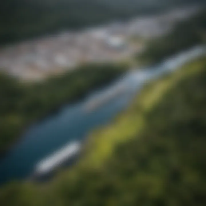 Aerial view of Hilo showcasing the lush landscape and water catchment systems