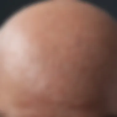Scalp Condition Associated with Alopecia Close-up of a scalp showing hair thinning
