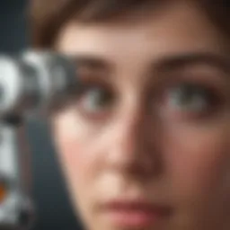 Young patient receiving eye examination