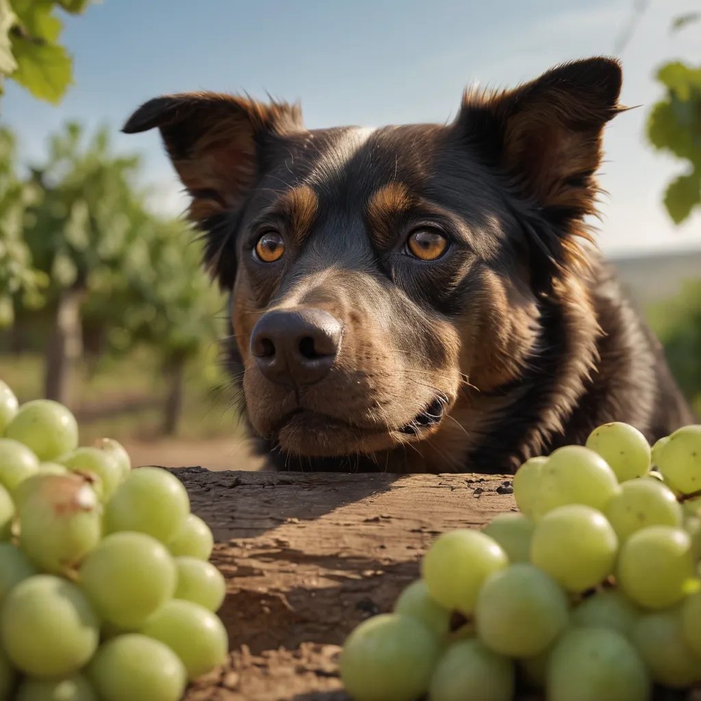the-impact-of-grapes-on-canine-health-dog-worried-near-grapes.webp - Grapes And Canine Ranks Toxicity Levels